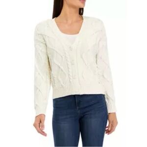 Lucky Brand Cable Stitch V-Neck Cardigan